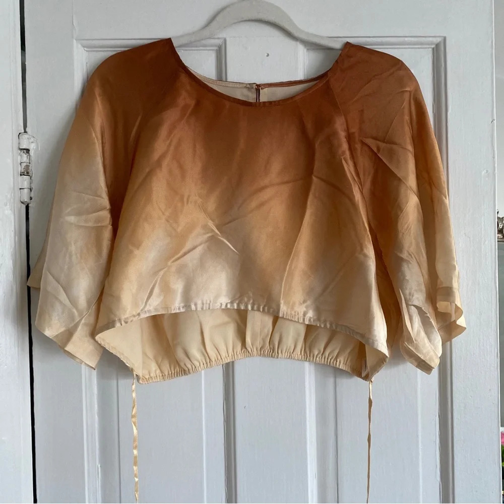 Hansen & Gratel Copper to Cream Ombre Satin Crop Top NWOT - Picture 5 of 7